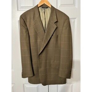 Vintage Burberry's 80s Brown Windowpane Men's Blazer - 44L By Measurement